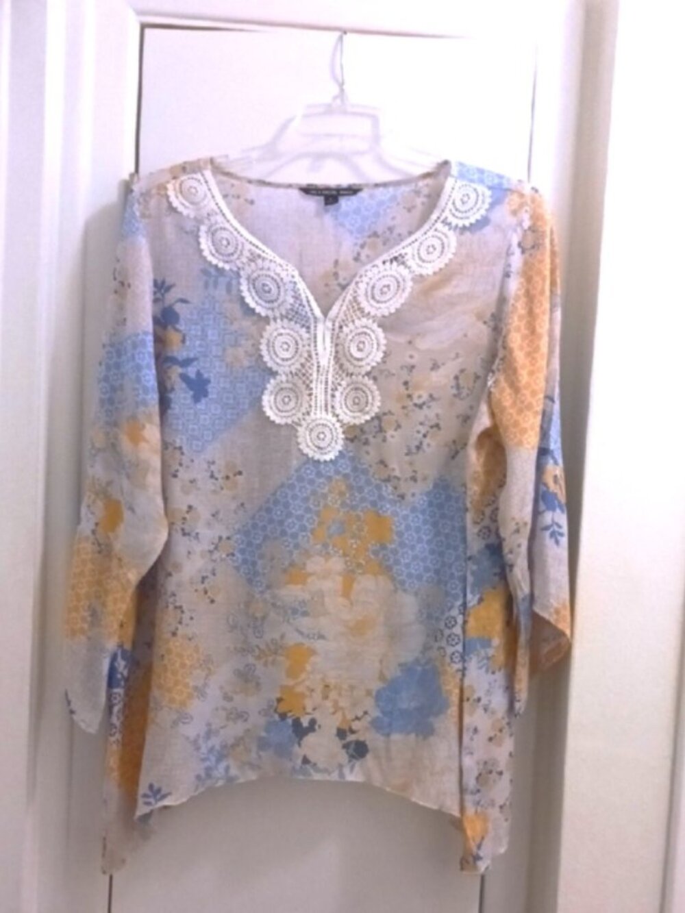 Zac & Rachel Lace-Trim Floral Tunic - Blue & Yellow